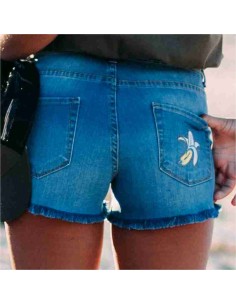 Banana Logo Distressed Denim Shorts