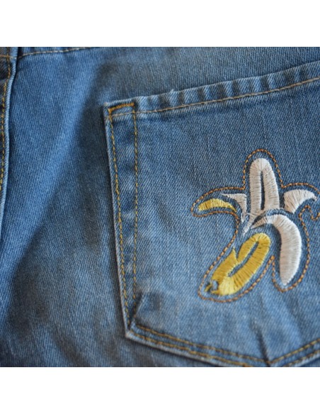 Banana Logo Distressed Denim Shorts
