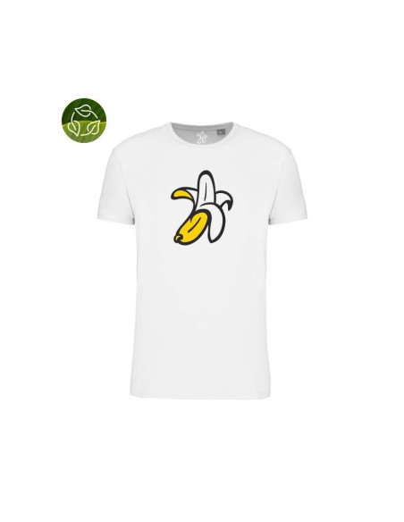 Camiseta Orgánica Logo Plátano Hombre Blanca