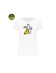 Organic Basic Woman Banana Logo T-shirt White 2