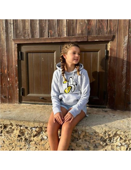 Organic Woman Hooded Banana Logo Sweatshirt Grey