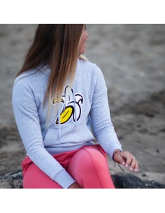 Organic Woman Hooded Banana Logo Sweatshirt Grey