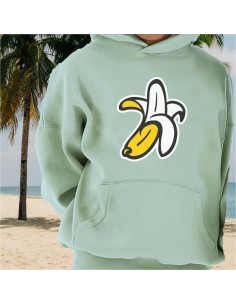 Organic Unisex Banana Logo Kids Hoodie Sage
