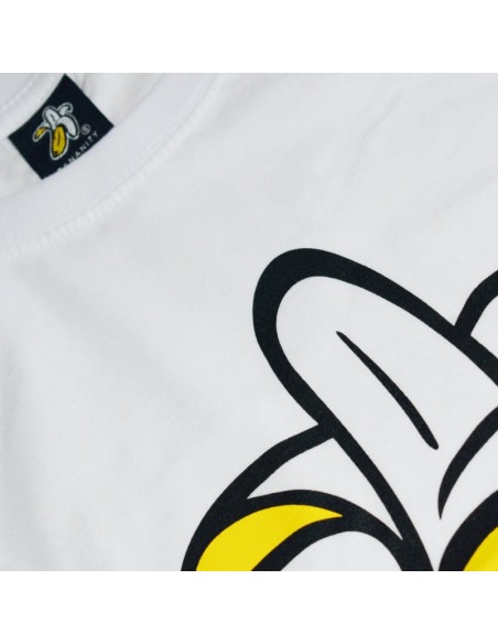 Camiseta Oversize Mujer Logo Plátano Talle Corto Blanca