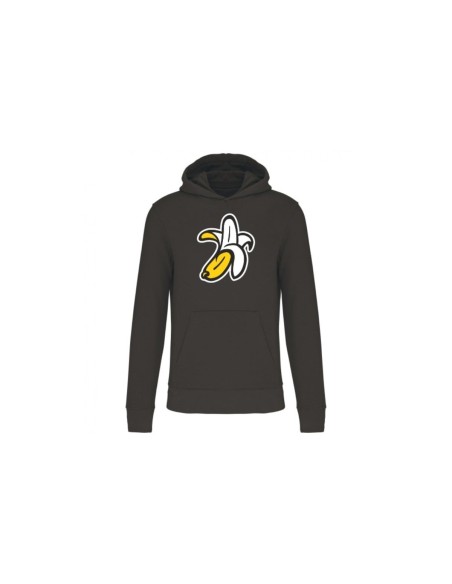 Sudadera Orgánica Logo Plátano Unisex Niño/Niña Gris Oscuro